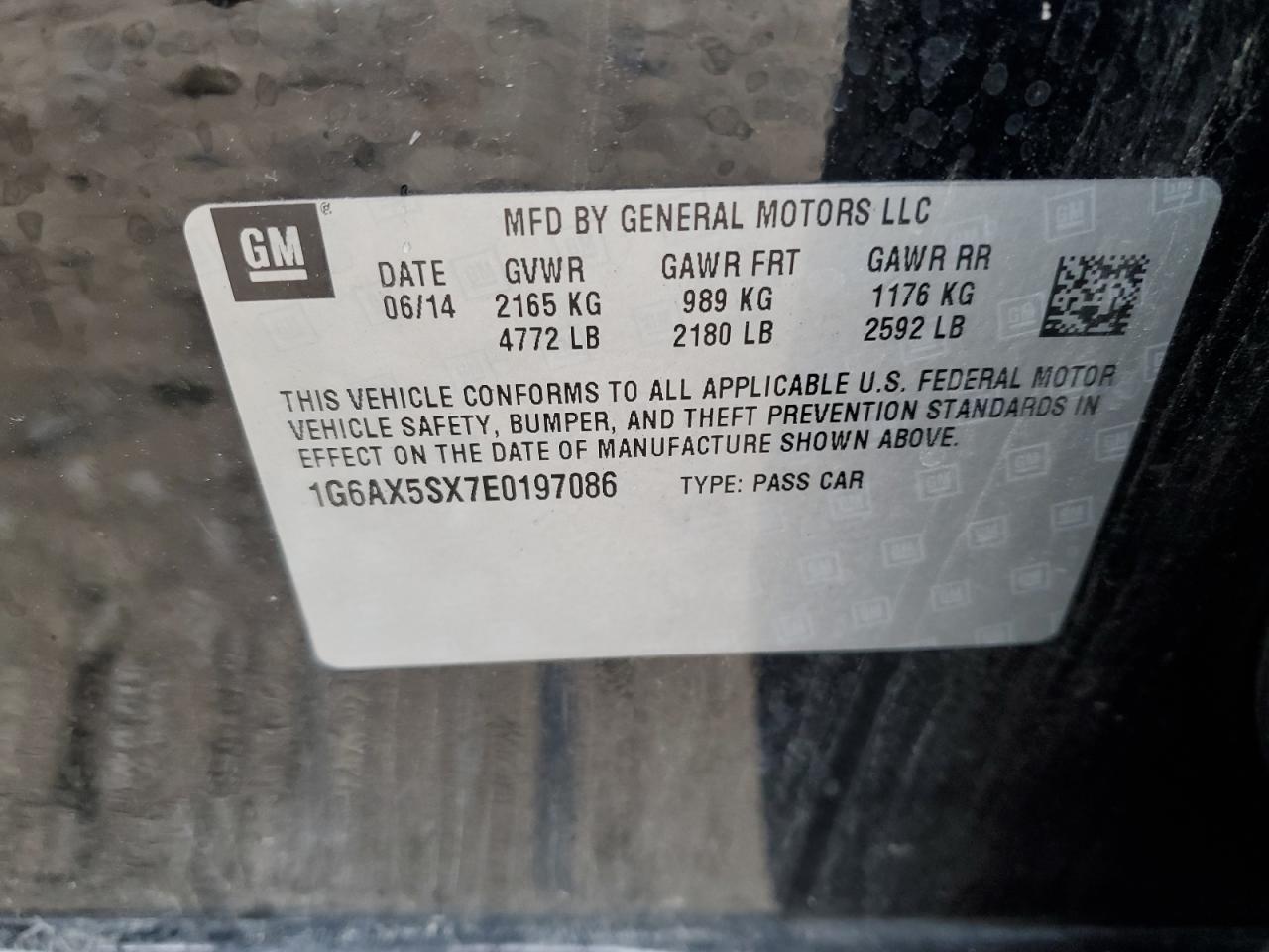 2014 Cadillac Cts Luxury Collection VIN: 1G6AX5SX7E0197086 Lot: 66193124