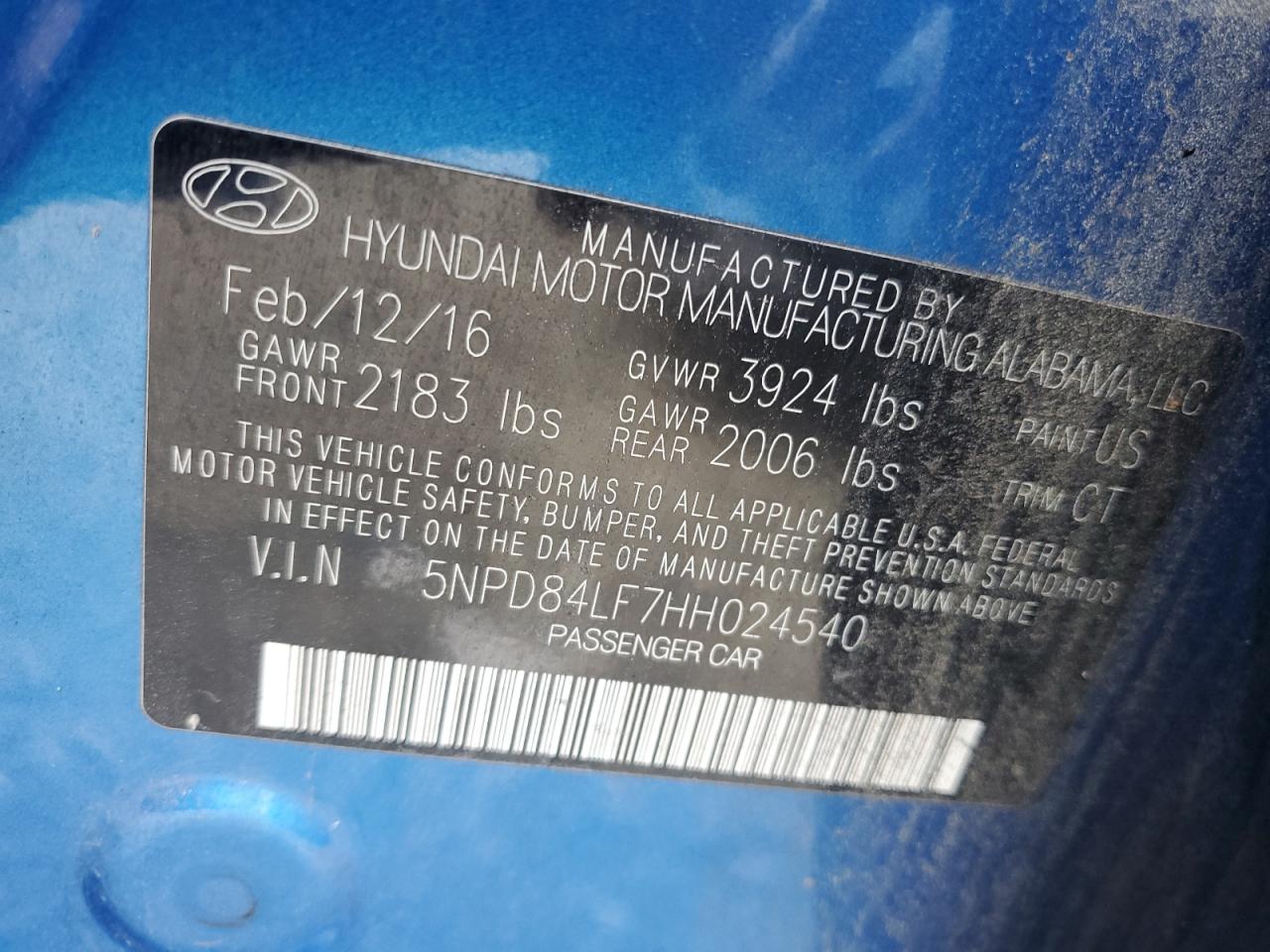 2017 Hyundai Elantra Se VIN: 5NPD84LF7HH024540 Lot: 66090764