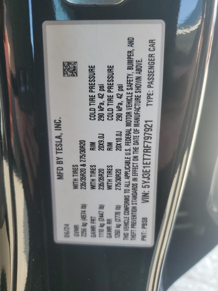 5YJ3E1ET7RF797921 2024 TESLA MODEL 3 - Image 12