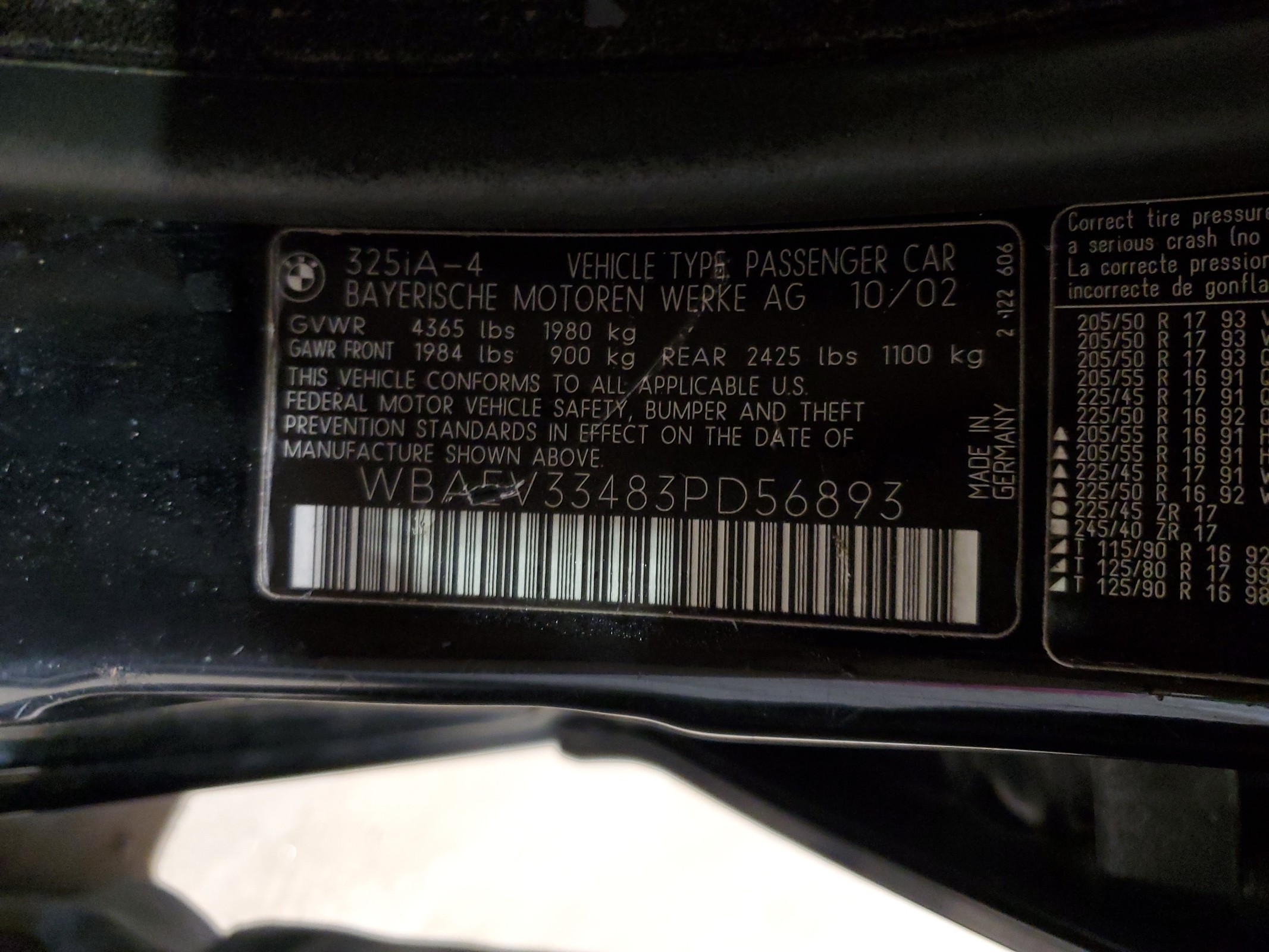 WBAEV33483PD56893 2003 BMW 325 I