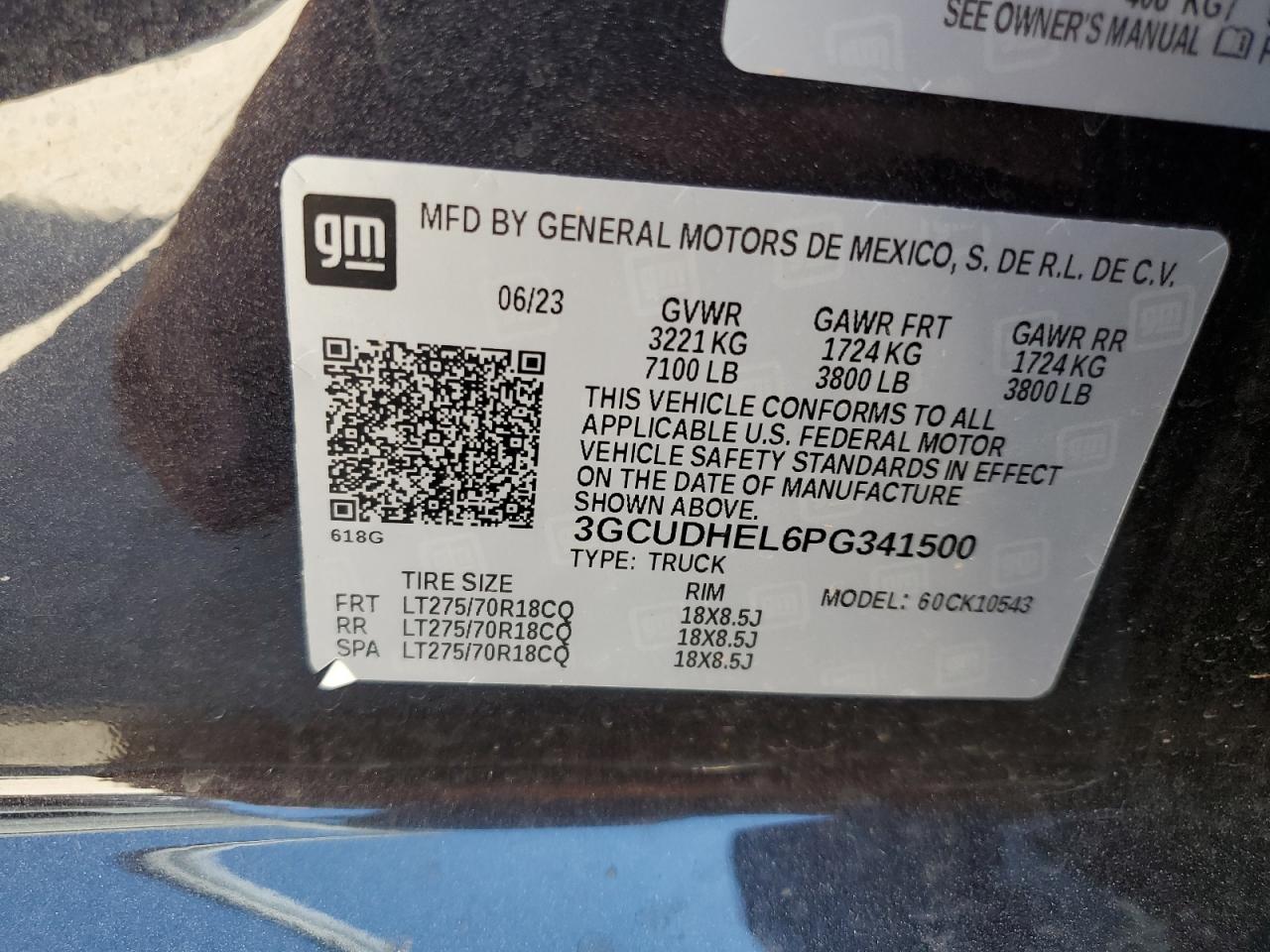 3GCUDHEL6PG341500 2023 Chevrolet Silverado K1500 Zr2