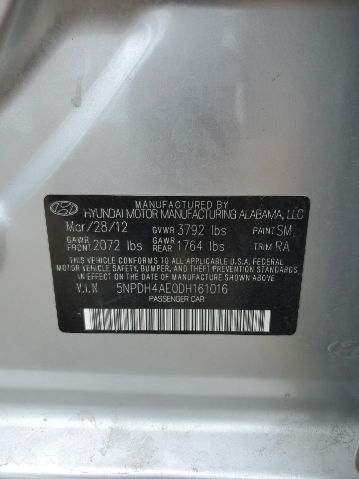 2013 Hyundai Elantra Gls VIN: 5NPDH4AE0DH161016 Lot: 65478384