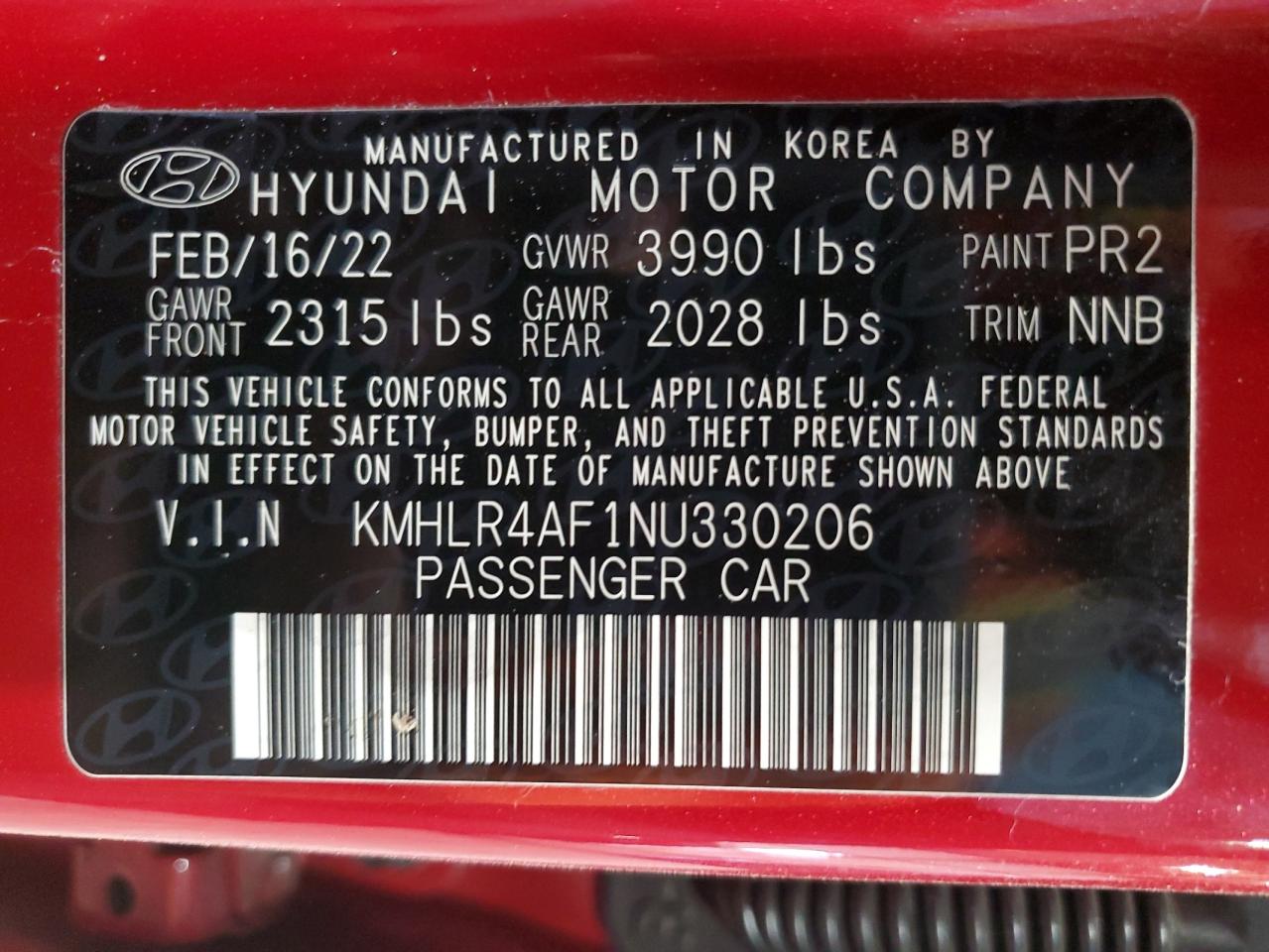 2022 Hyundai Elantra N Line VIN: KMHLR4AF1NU330206 Lot: 67877784