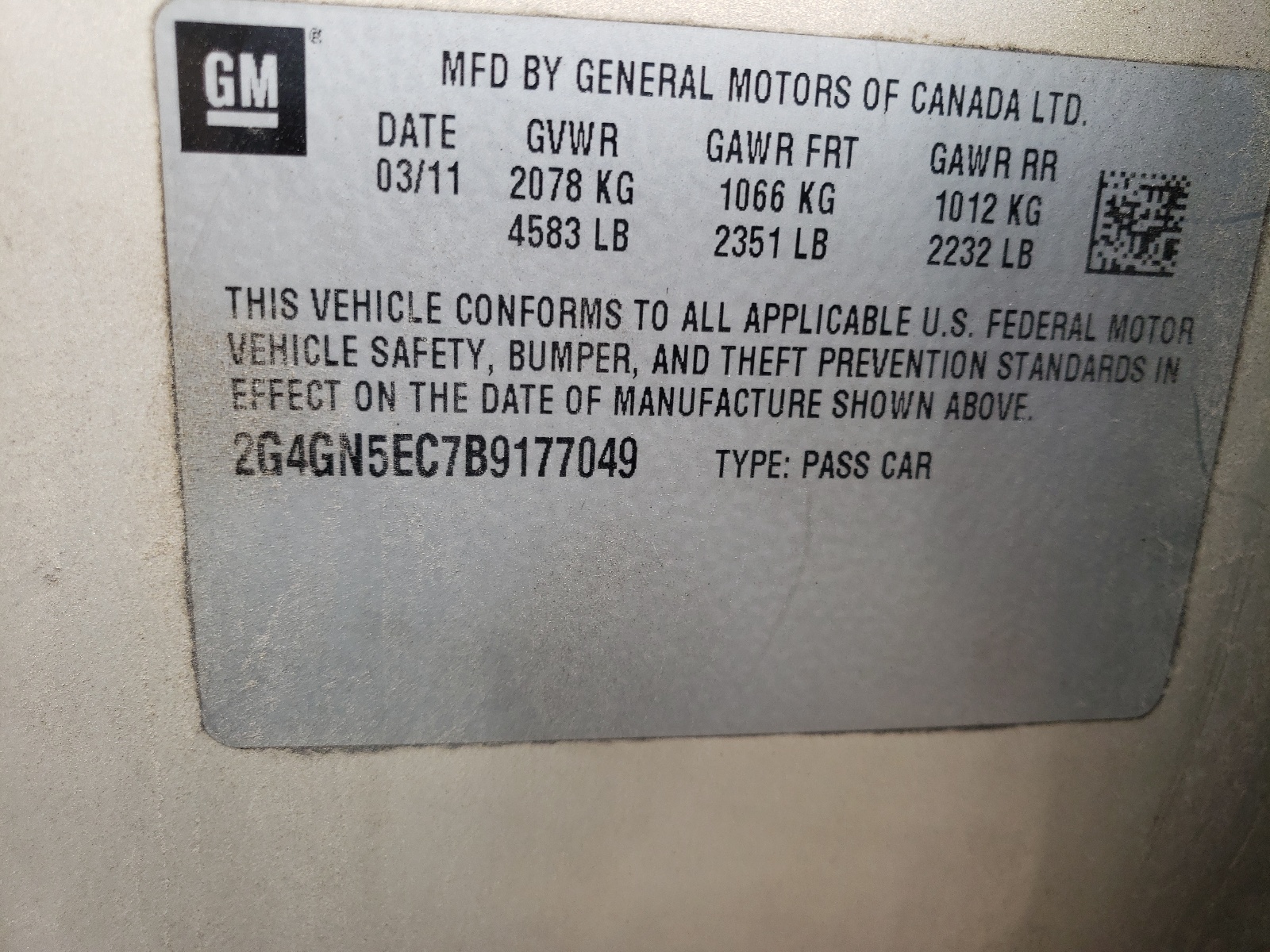 2G4GN5EC7B9177049 2011 Buick Regal Cxl