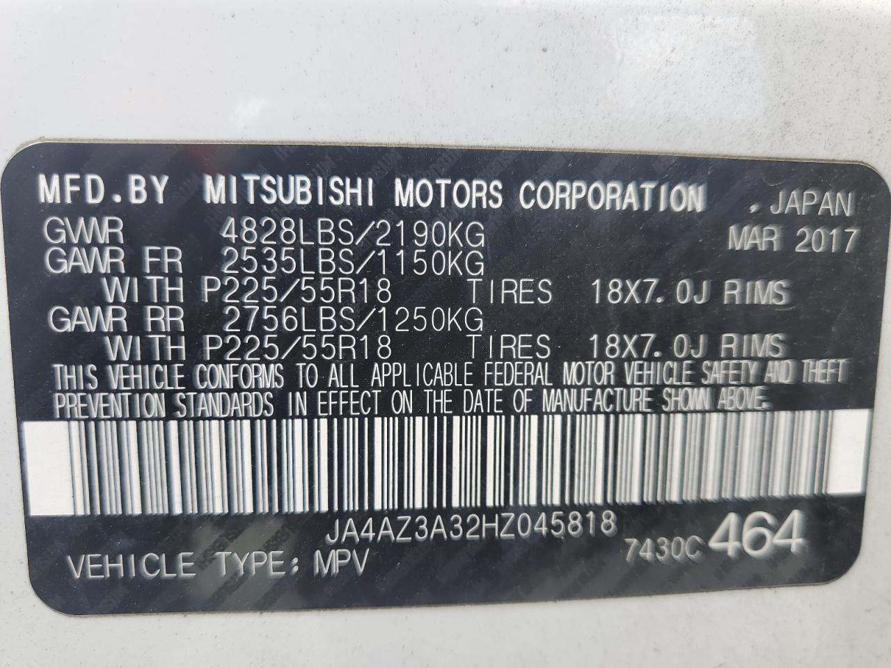 JA4AZ3A32HZ045818 2017 Mitsubishi Outlander Se