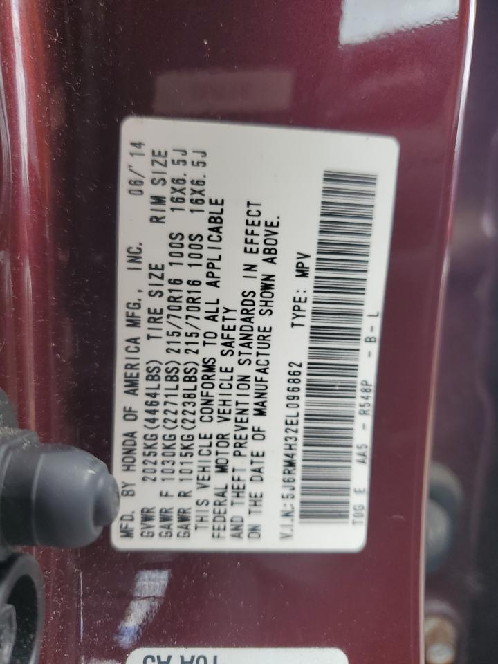 2014 Honda Cr-V Lx VIN: 5J6RM4H32EL096862 Lot: 68095574