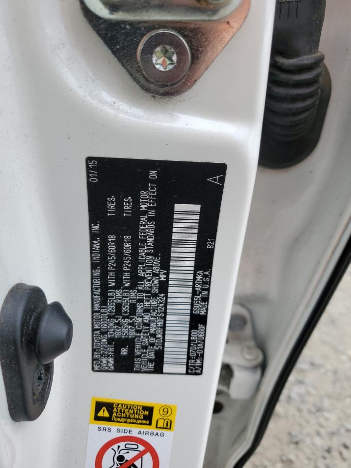 2015 Toyota Highlander Xle VIN: 5TDJKRFH0FS124324 Lot: 66299164