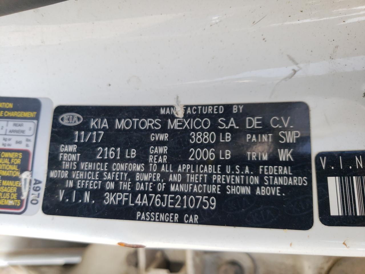 2018 Kia Forte Lx VIN: 3KPFL4A76JE210759 Lot: 65027444