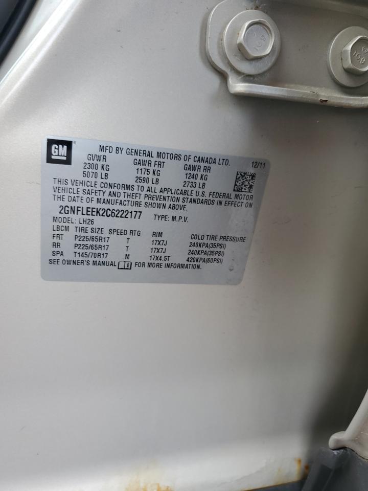 2012 Chevrolet Equinox Lt VIN: 2GNFLEEK2C6222177 Lot: 65627364