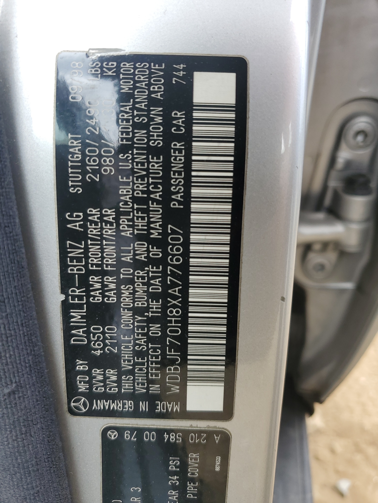 WDBJF70H8XA776607 1999 Mercedes-Benz E 430