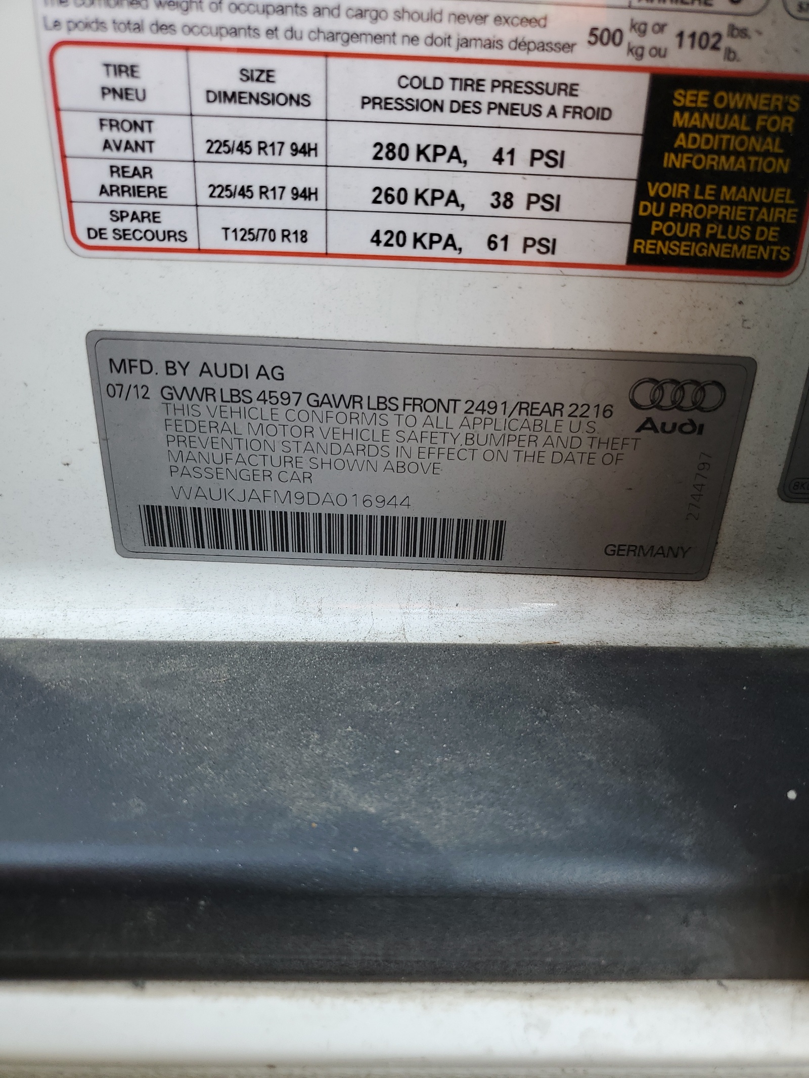 WAUKJAFM9DA016944 2013 Audi A3 Premium Plus