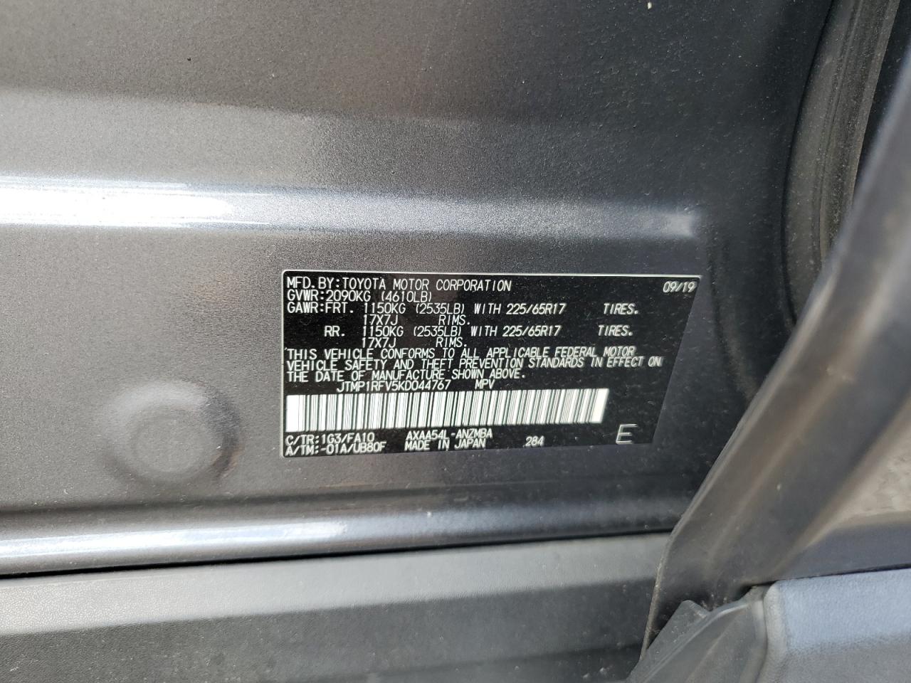 JTMP1RFV5KD044767 2019 TOYOTA RAV 4 - Image 12