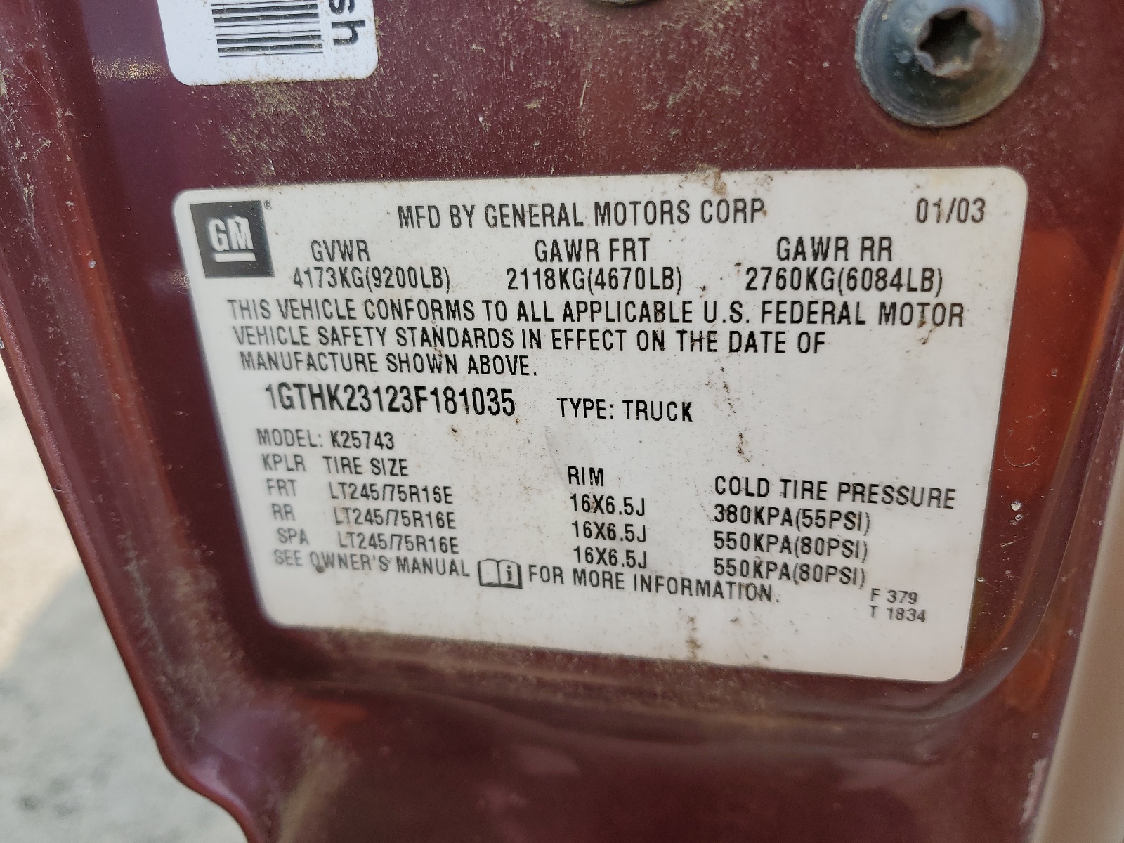 1GTHK23123F181035 2003 GMC Sierra K2500 Heavy Duty