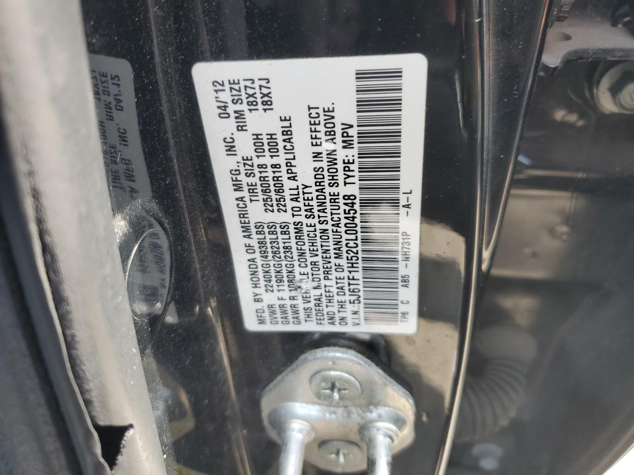 2012 Honda Crosstour Exl VIN: 5J6TF1H52CL004548 Lot: 66880274