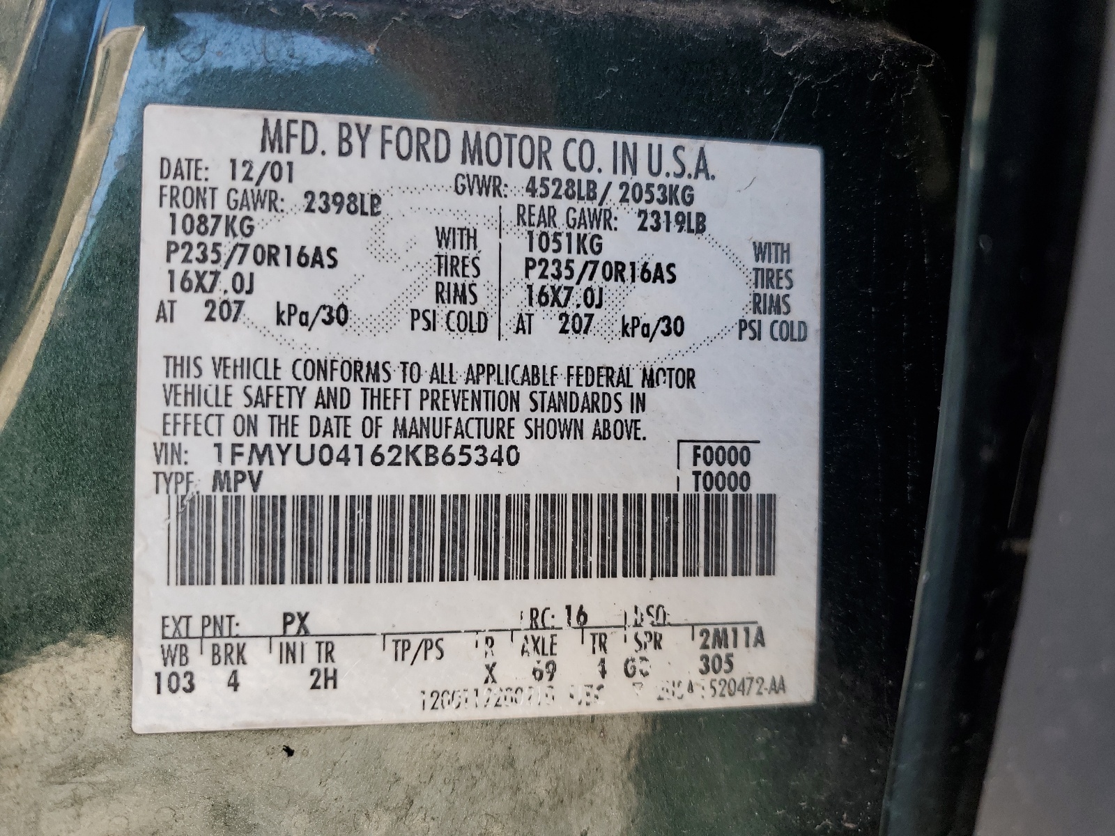 1FMYU04162KB65340 2002 Ford Escape Xlt