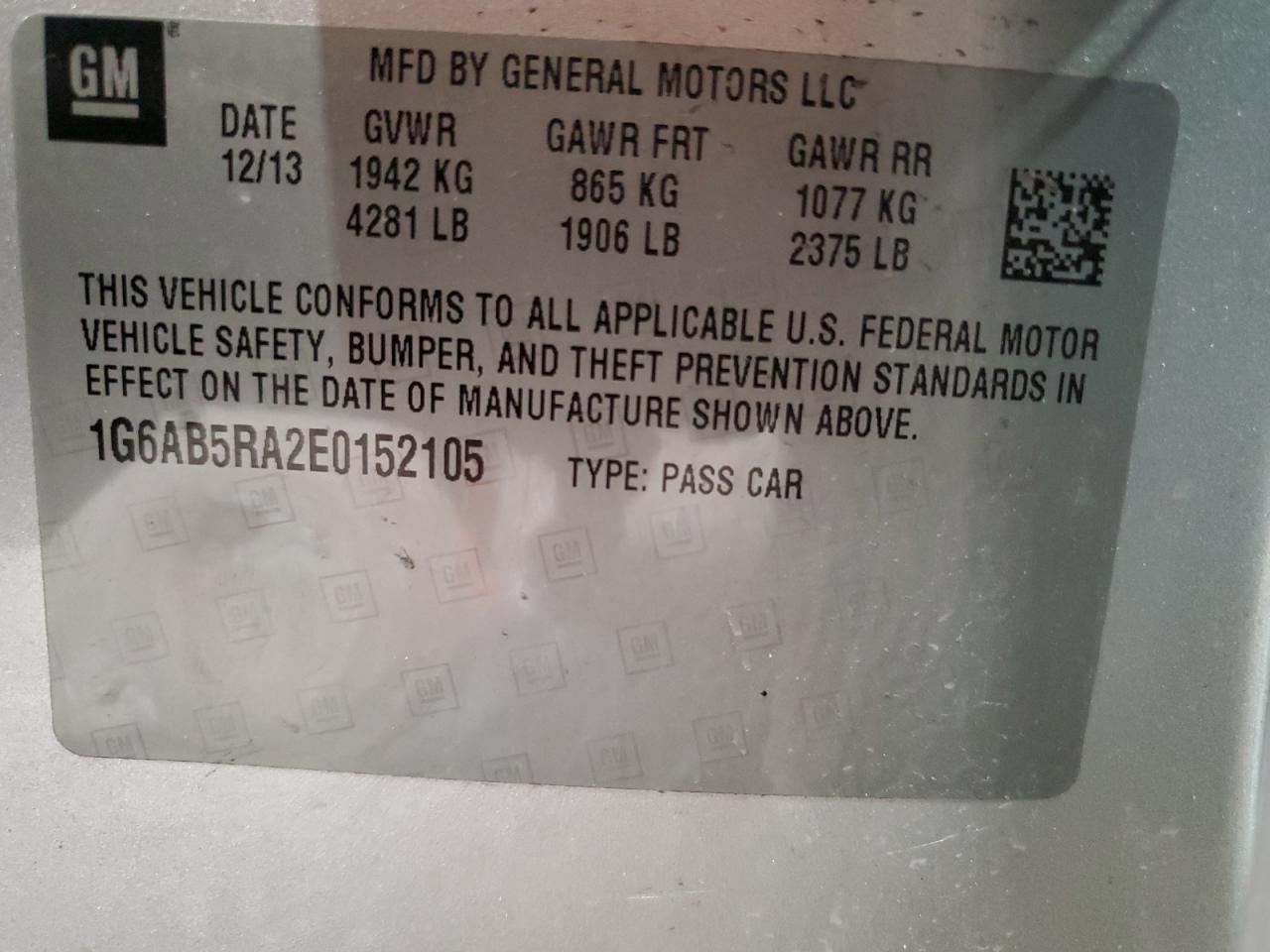 2014 Cadillac Ats Luxury VIN: 1G6AB5RA2E0152105 Lot: 68254054