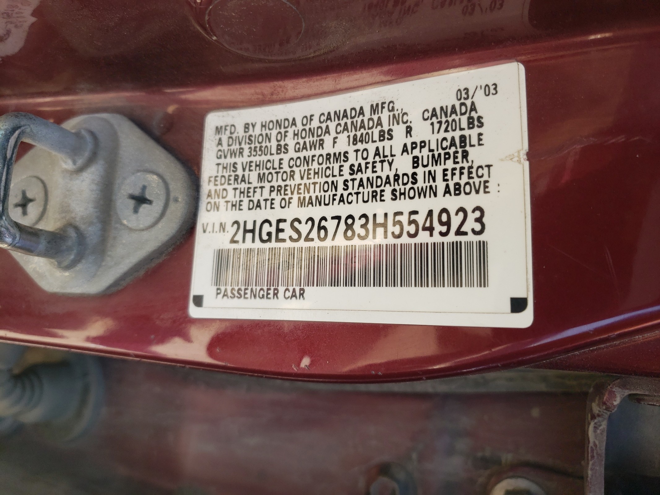 2HGES26783H554923 2003 Honda Civic Ex