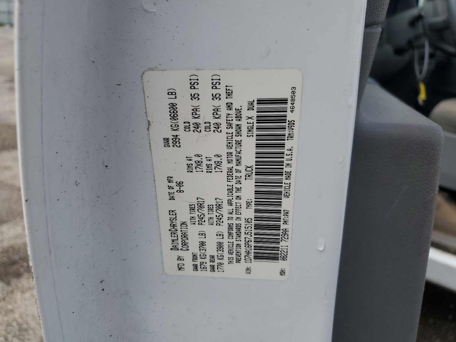 1D7HA16P67J515105 2007 Dodge Ram 1500 St