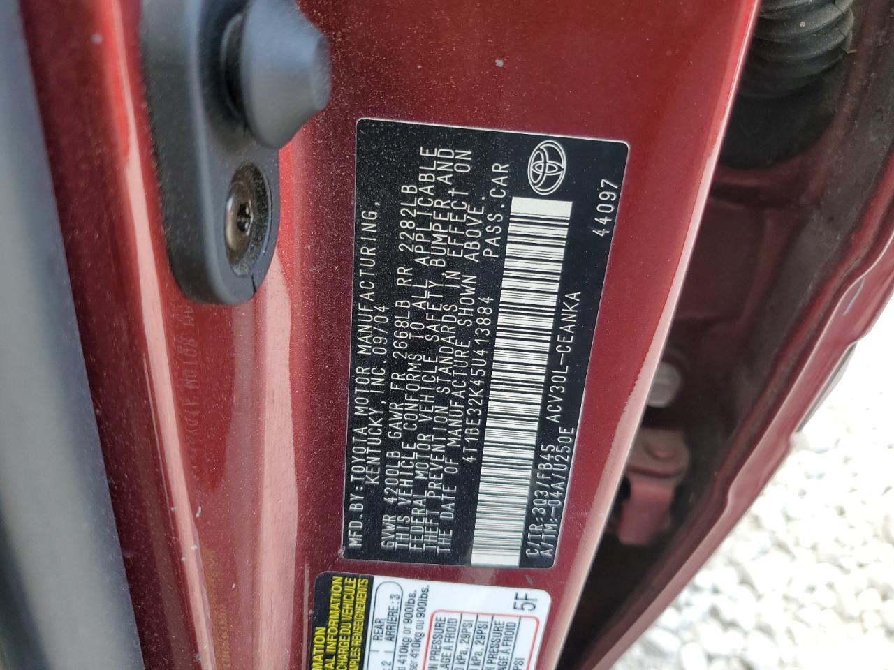 4T1BE32K45U413884 2005 Toyota Camry Le