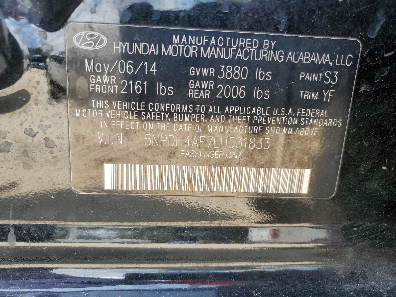 5NPDH4AE7EH531833 2014 Hyundai Elantra Se