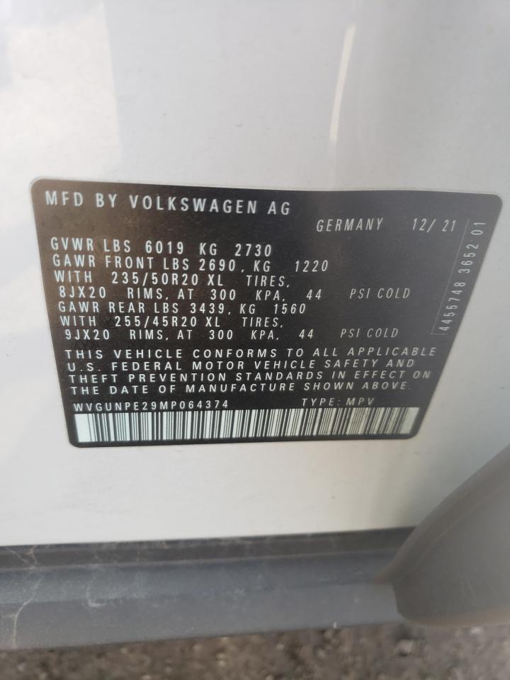 2021 Volkswagen Id.4 Pro S VIN: WVGUNPE29MP064374 Lot: 66632504