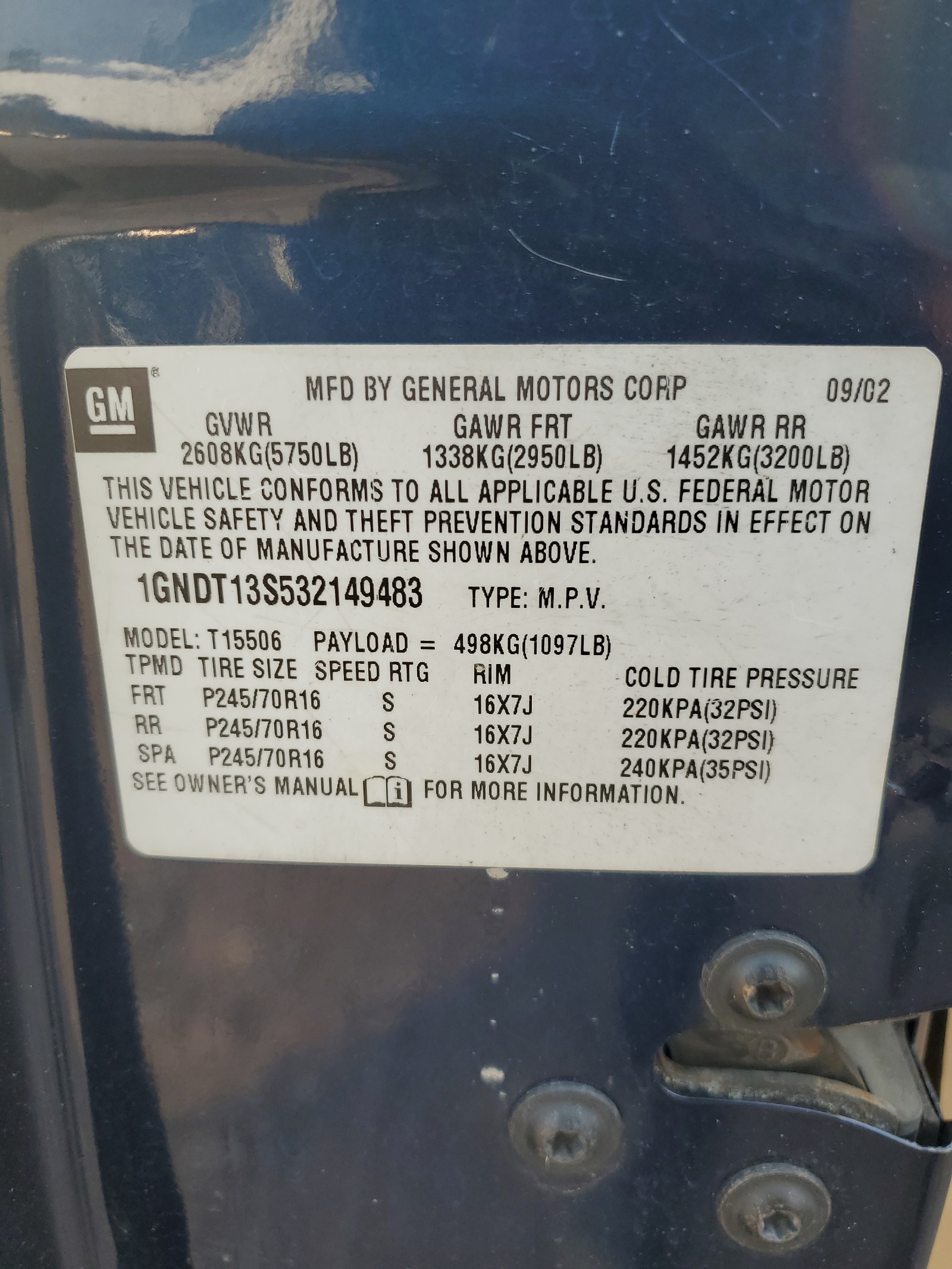 1GNDT13S532149483 2003 Chevrolet Trailblazer