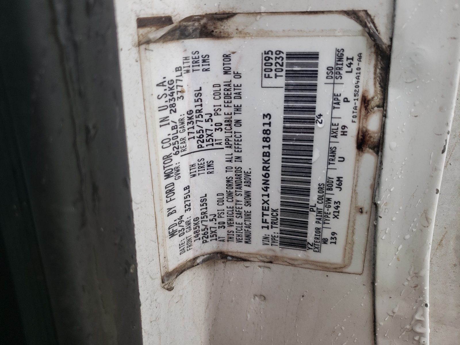 1FTEX14N6RKB18813 1994 Ford F150