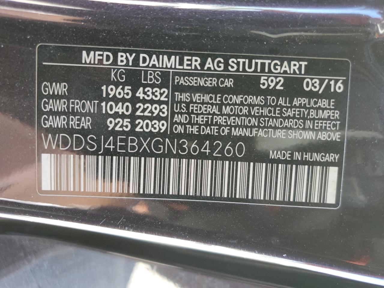 WDDSJ4EBXGN364260 2016 Mercedes-Benz Cla 250