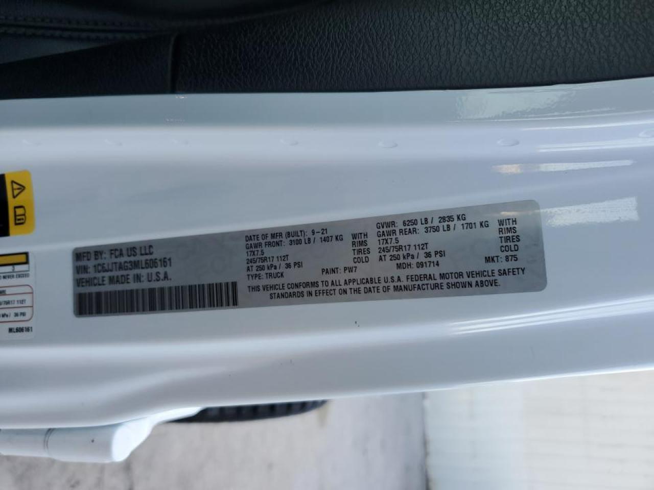 2021 Jeep Gladiator Sport VIN: 1C6JJTAG3ML606161 Lot: 65789324