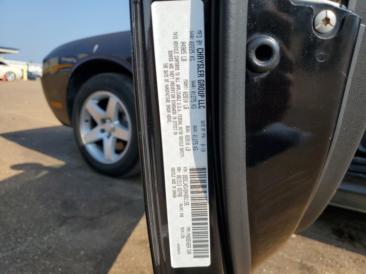 2010 Dodge Challenger Se VIN: 2B3CJ4DV2AH261135 Lot: 66566894