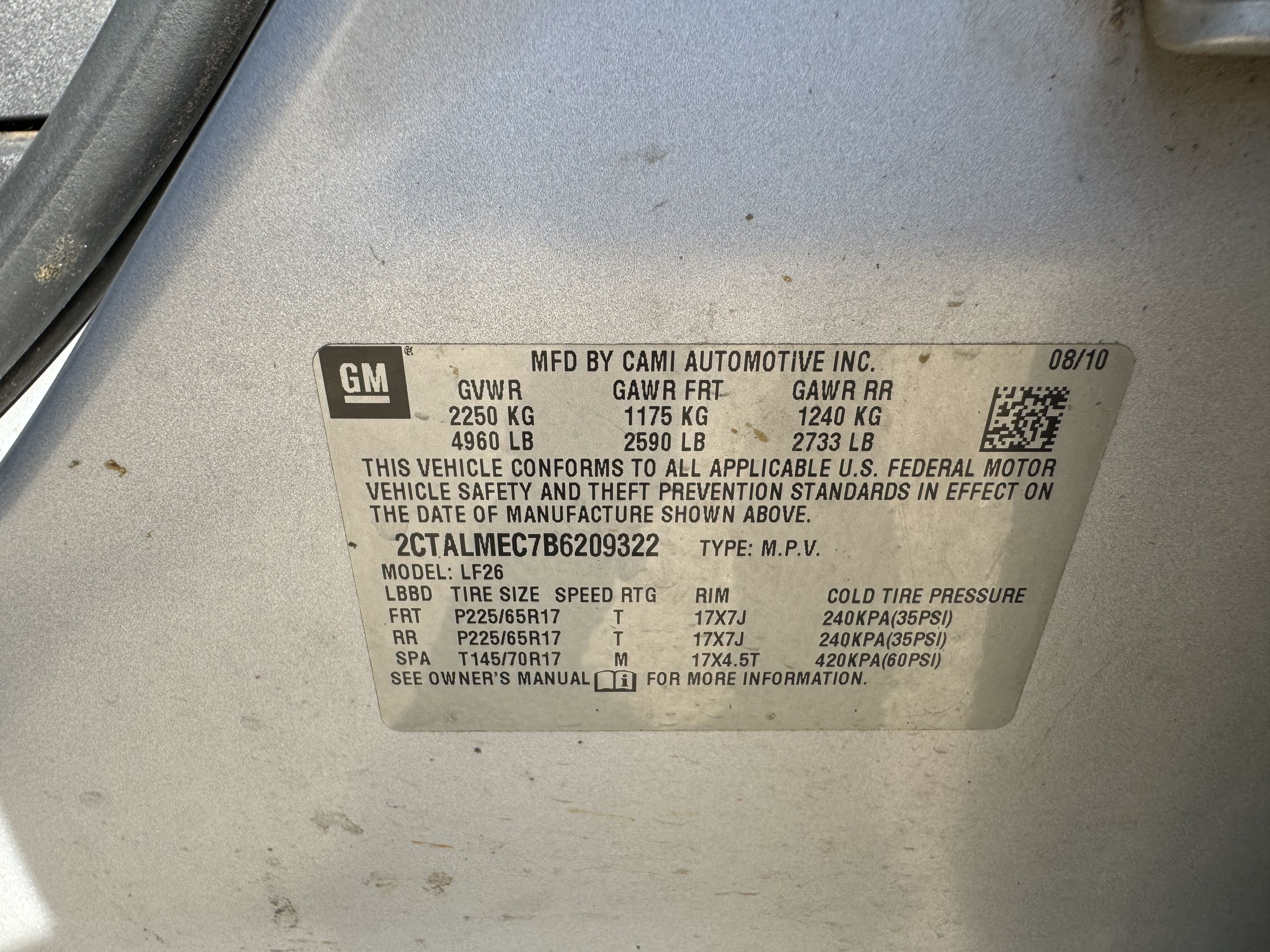 2CTALMEC7B6209322 2011 GMC Terrain Sle