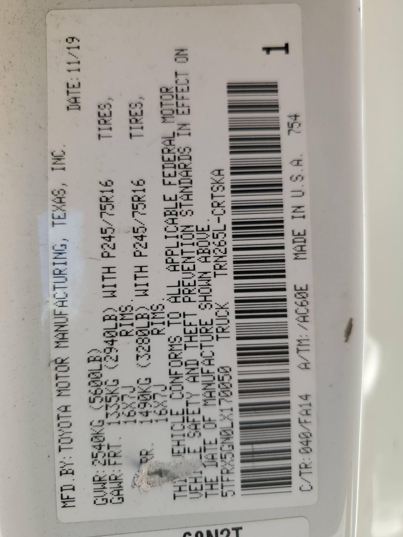 5TFRX5GN0LX170050 2020 Toyota Tacoma Access Cab