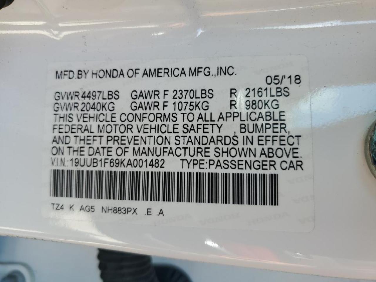 19UUB1F69KA001482 2019 Acura Tlx Technology