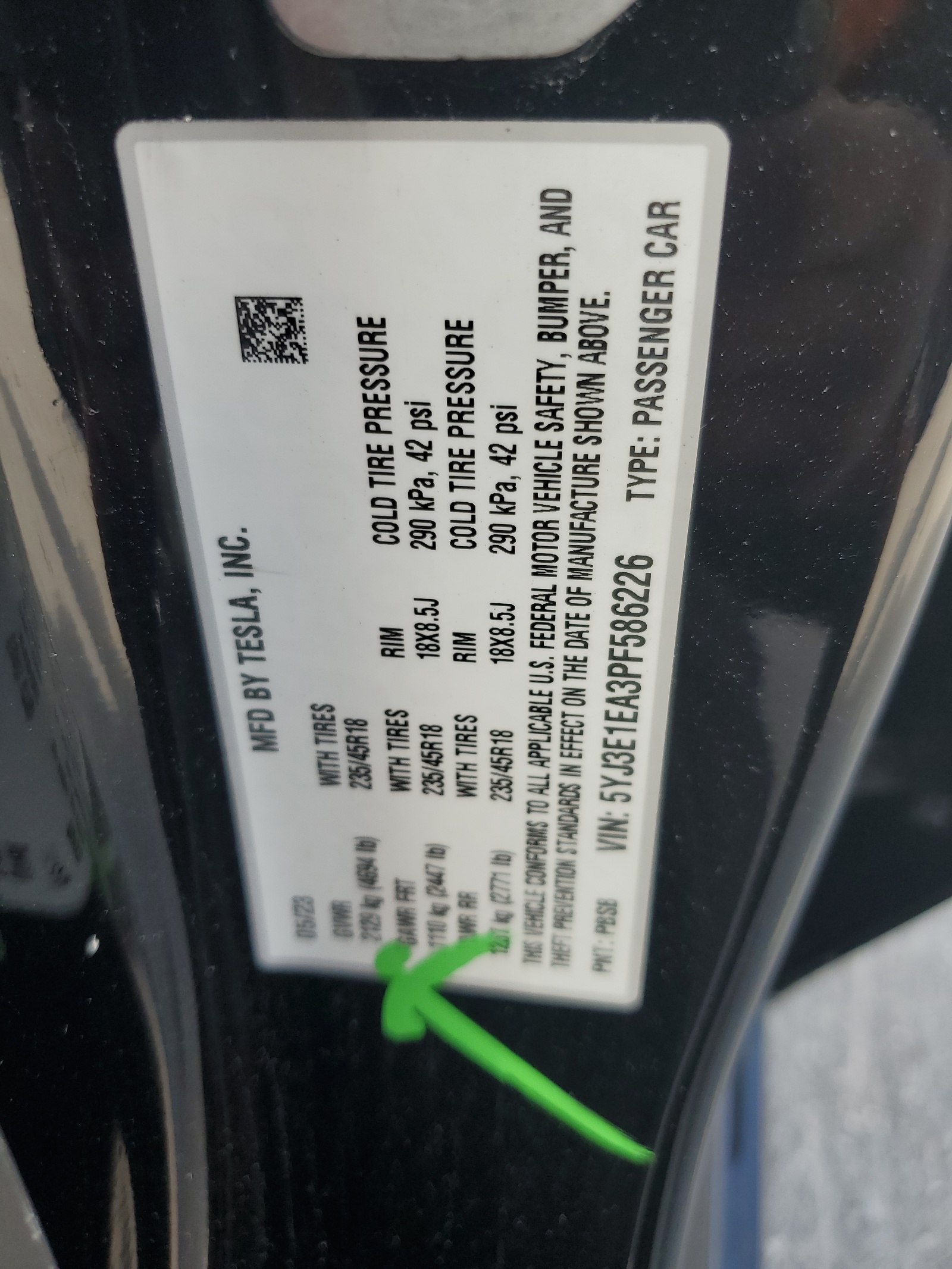 5YJ3E1EA3PF586226 2023 Tesla Model 3