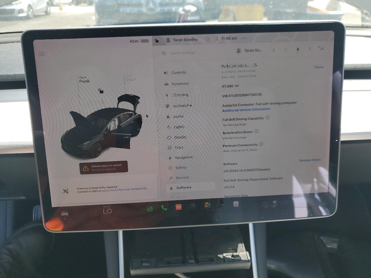 5YJ3E1EB6KF195136 2019 Tesla Model 3