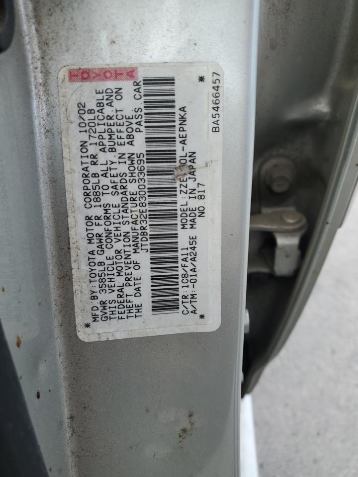 2003 Toyota Corolla Ce VIN: JTDBR32E830033695 Lot: 65284354