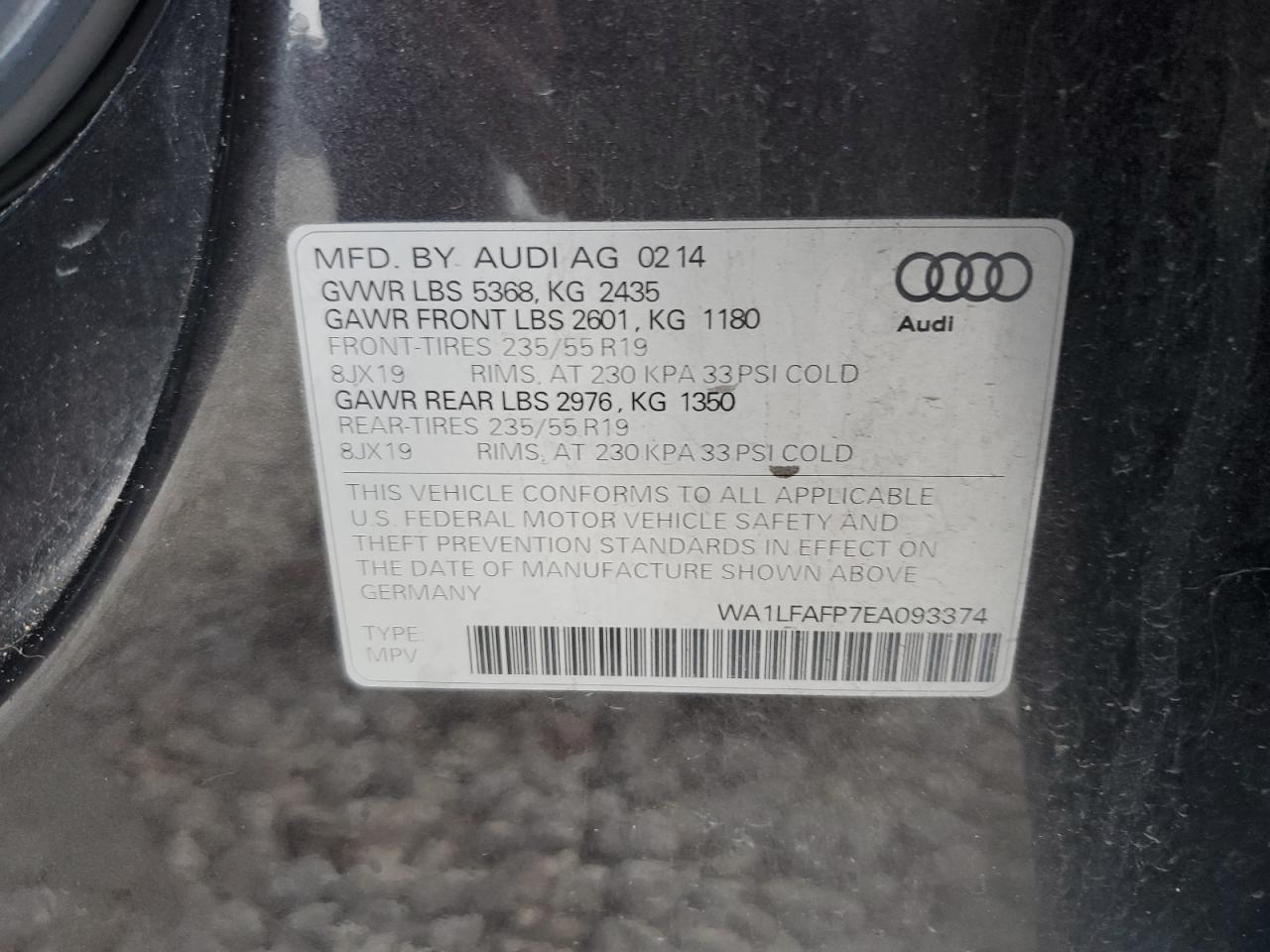 WA1LFAFP7EA093374 2014 Audi Q5 Premium Plus