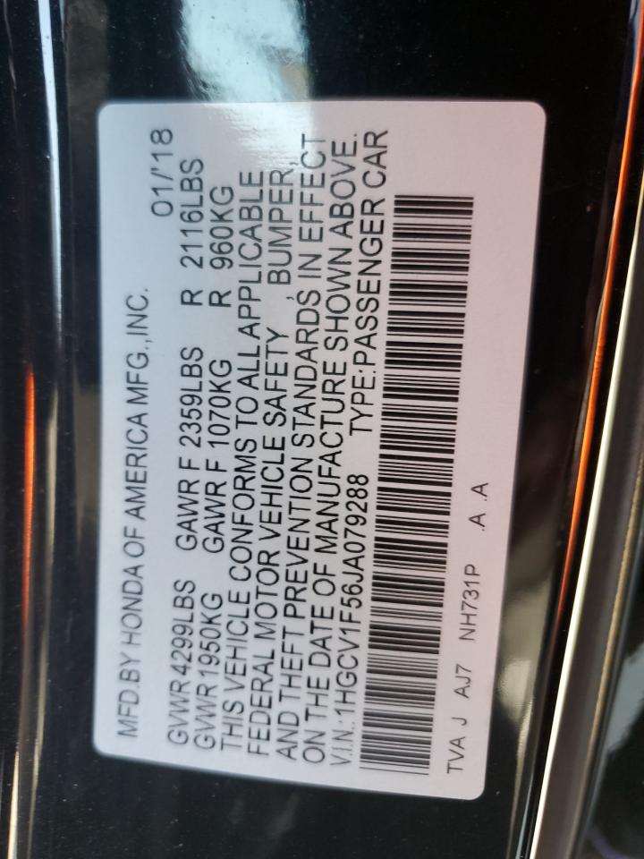 1HGCV1F56JA079288 2018 Honda Accord Exl