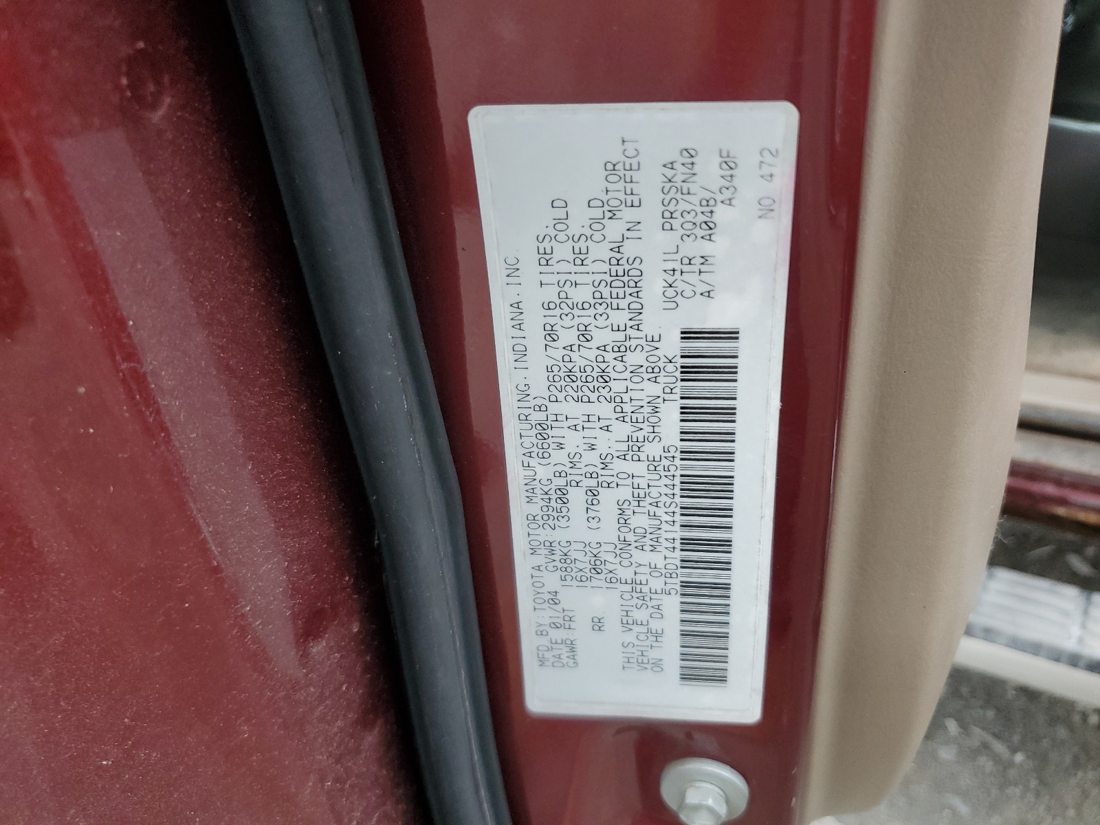 5TBDT44144S444545 2004 Toyota Tundra Double Cab Sr5