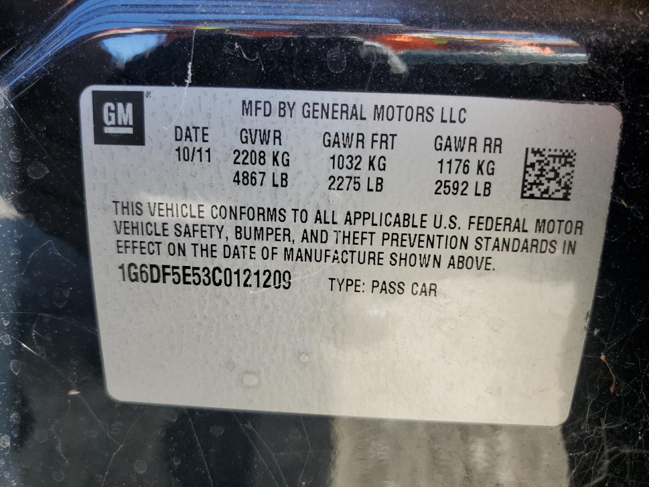 2012 Cadillac Cts Luxury Collection VIN: 1G6DF5E53C0121209 Lot: 66928554