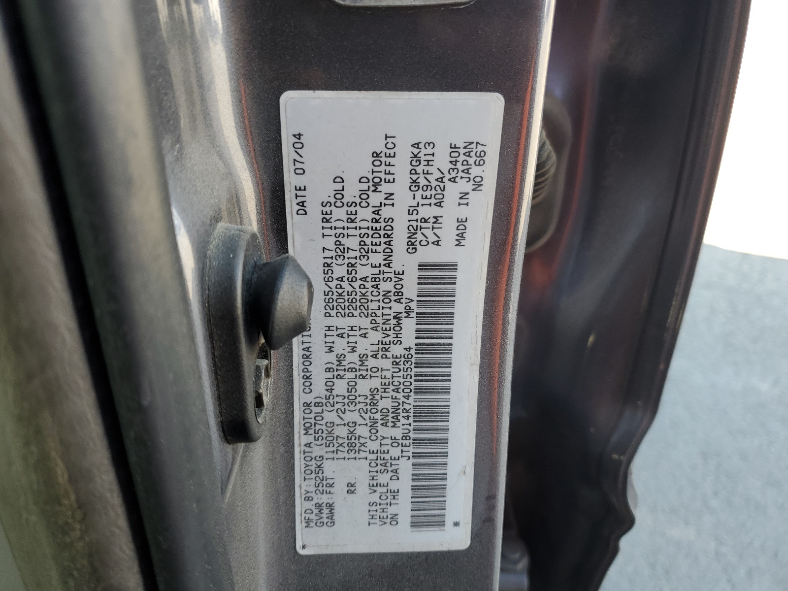 JTEBU14R740055364 2004 Toyota 4Runner Sr5