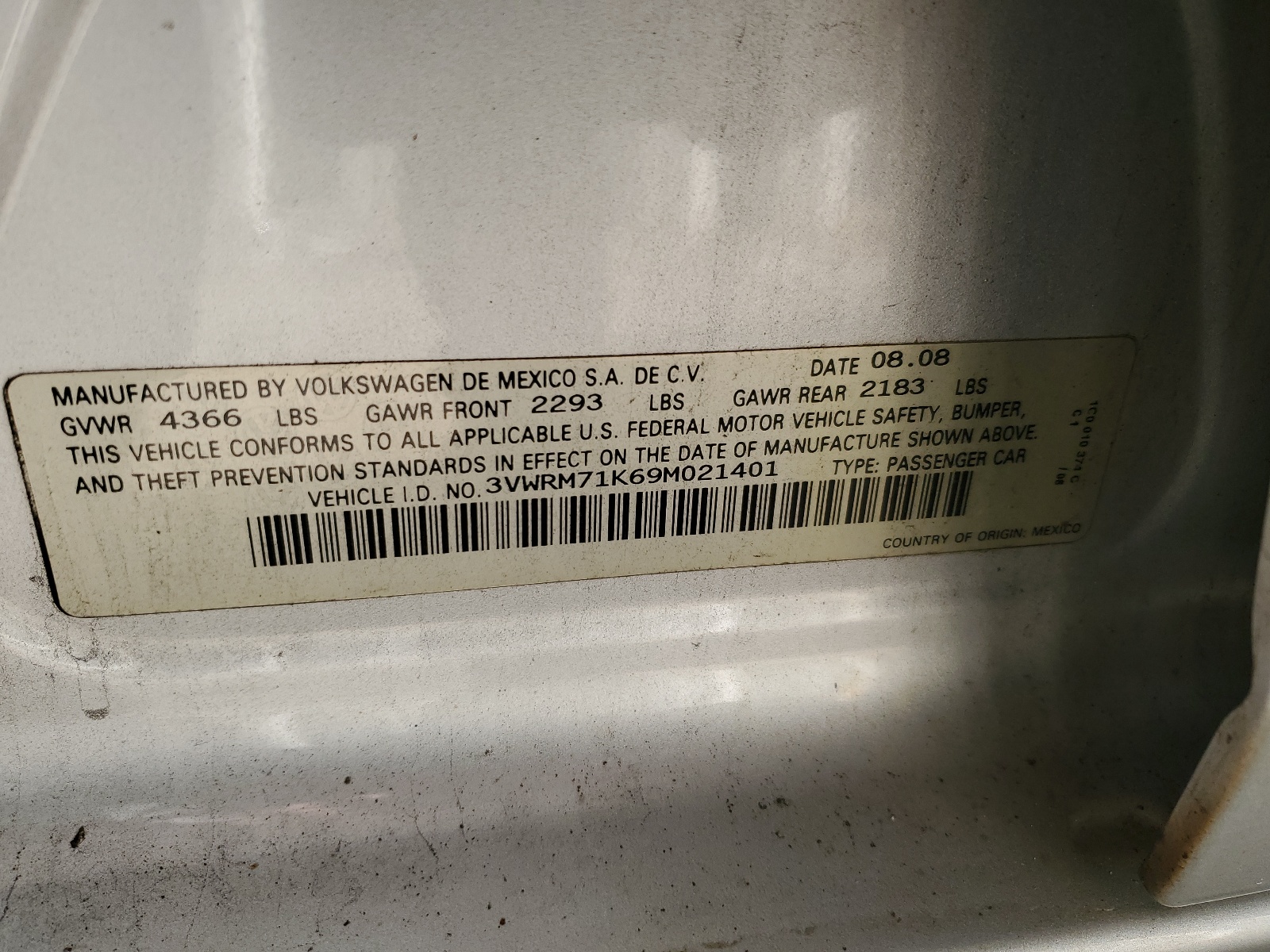 3VWRM71K69M021401 2009 Volkswagen Jetta Se