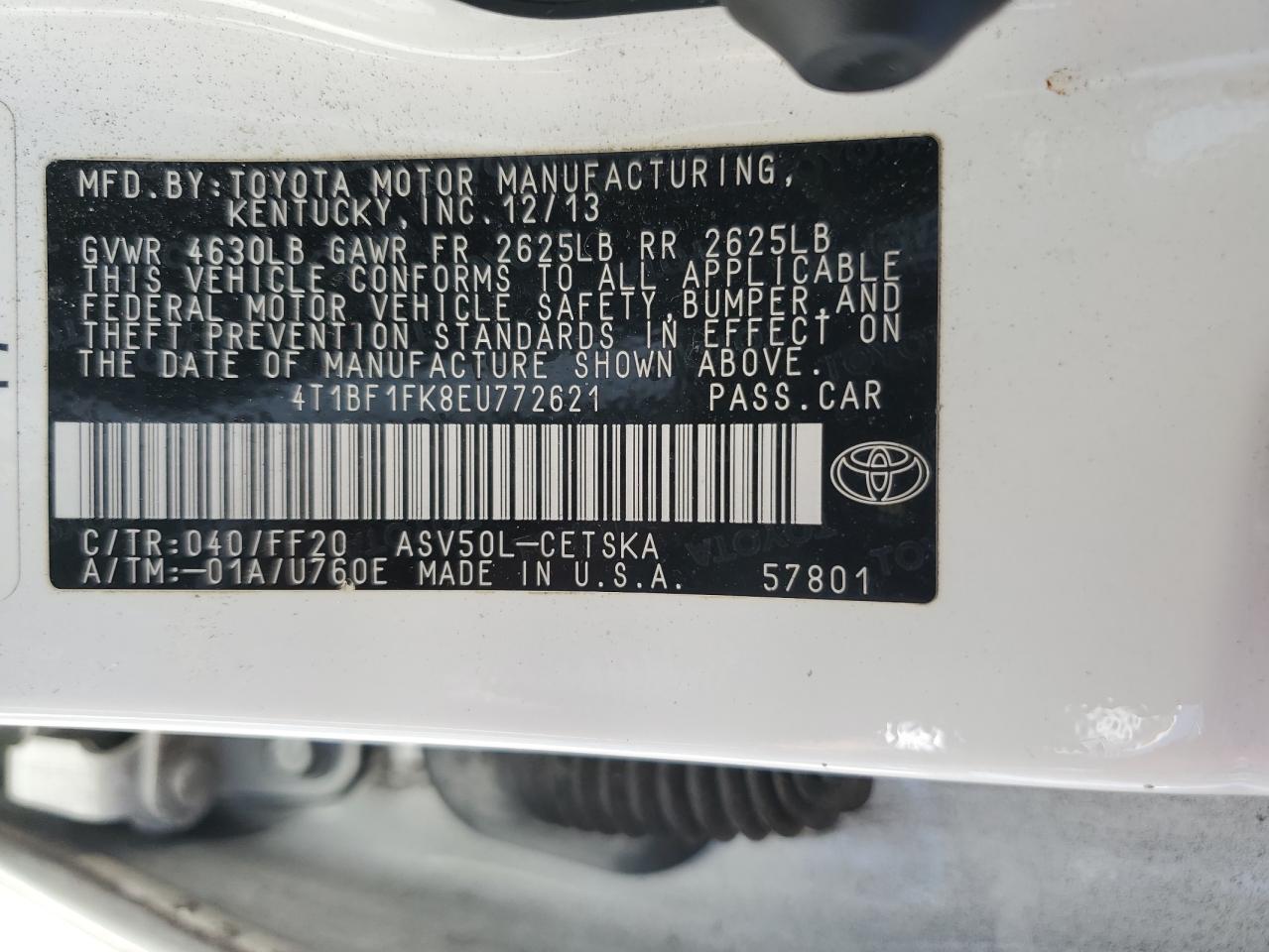 4T1BF1FK8EU772621 2014 Toyota Camry L