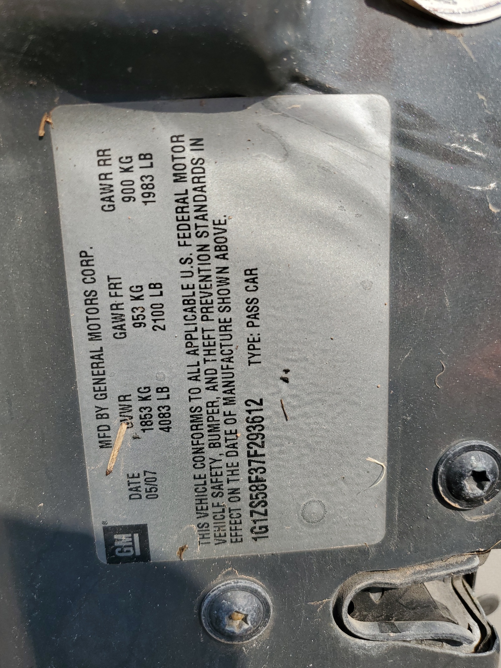 1G1ZS58F37F293612 2007 Chevrolet Malibu Ls