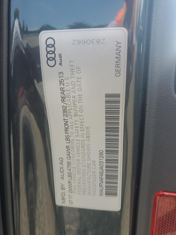 2018 Audi A4 Prestige VIN: WAUFNAF48JA031260 Lot: 65794534