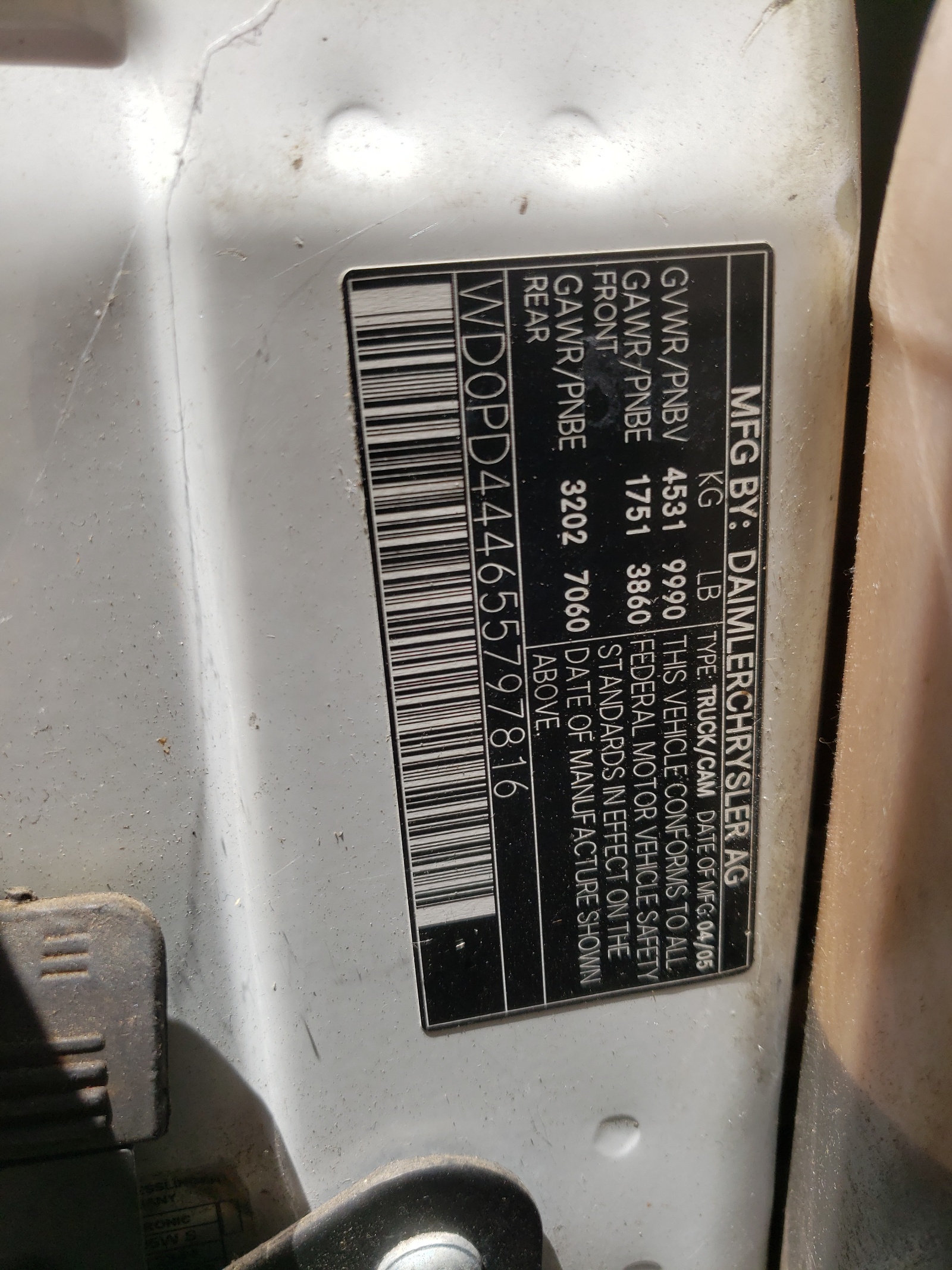 WD0PD444655797816 2005 Dodge Sprinter 3500