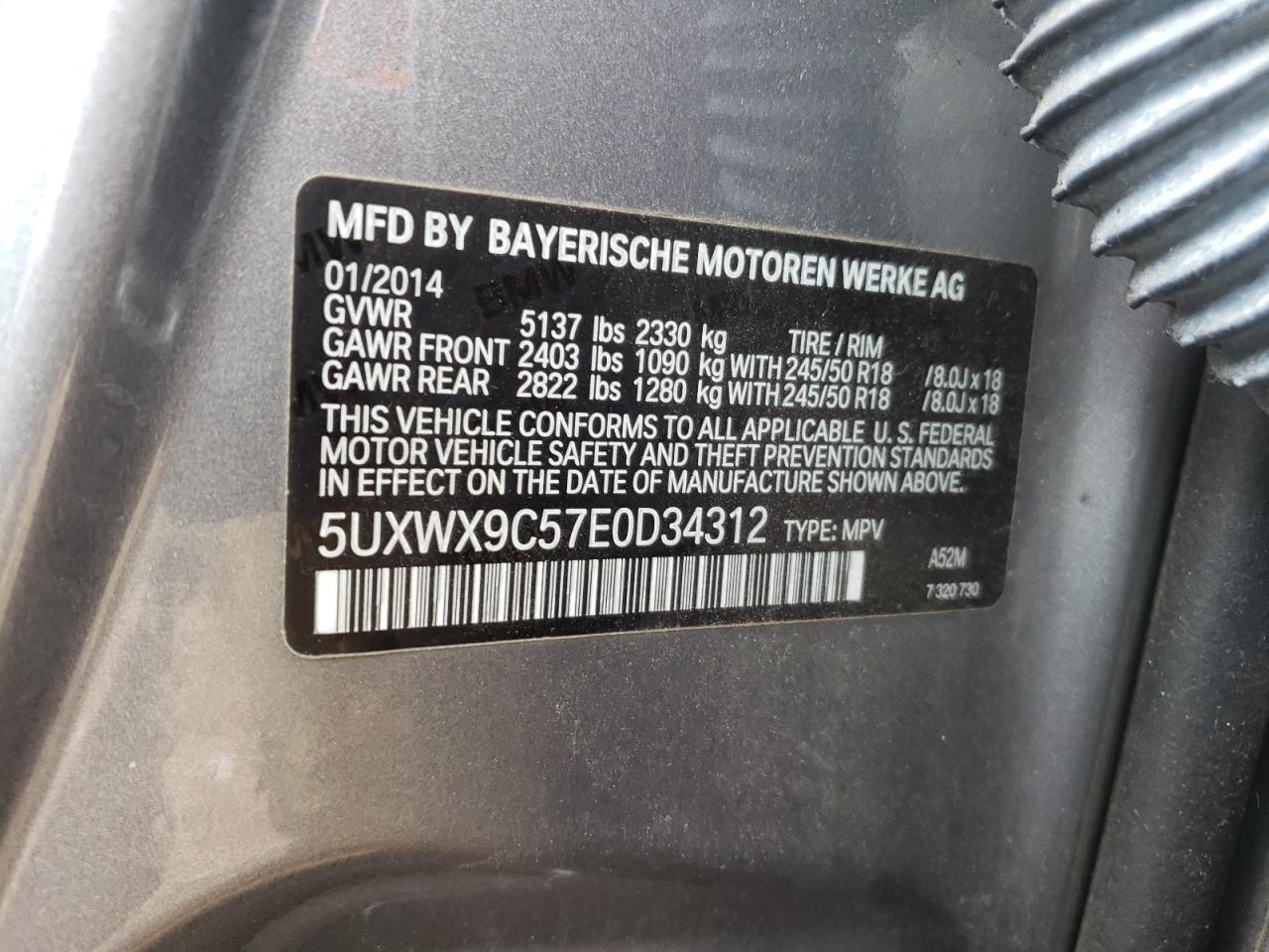 5UXWX9C57E0D34312 2014 BMW X3 xDrive28I