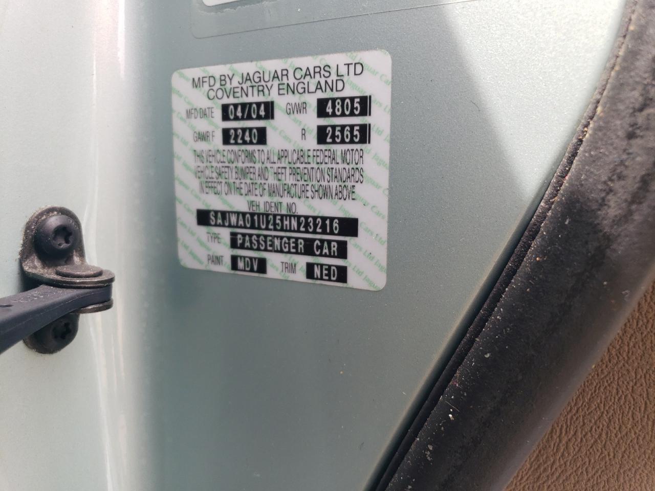 2005 Jaguar S-Type 4.2 VIN: SAJWA01U25HN23216 Lot: 65698004