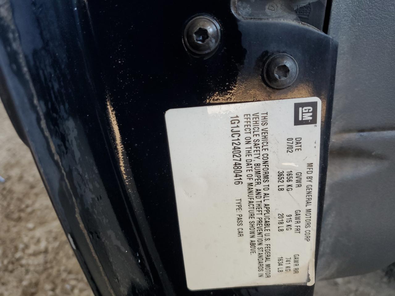 2002 Chevrolet Cavalier VIN: 1G1JC124027480416 Lot: 66684604