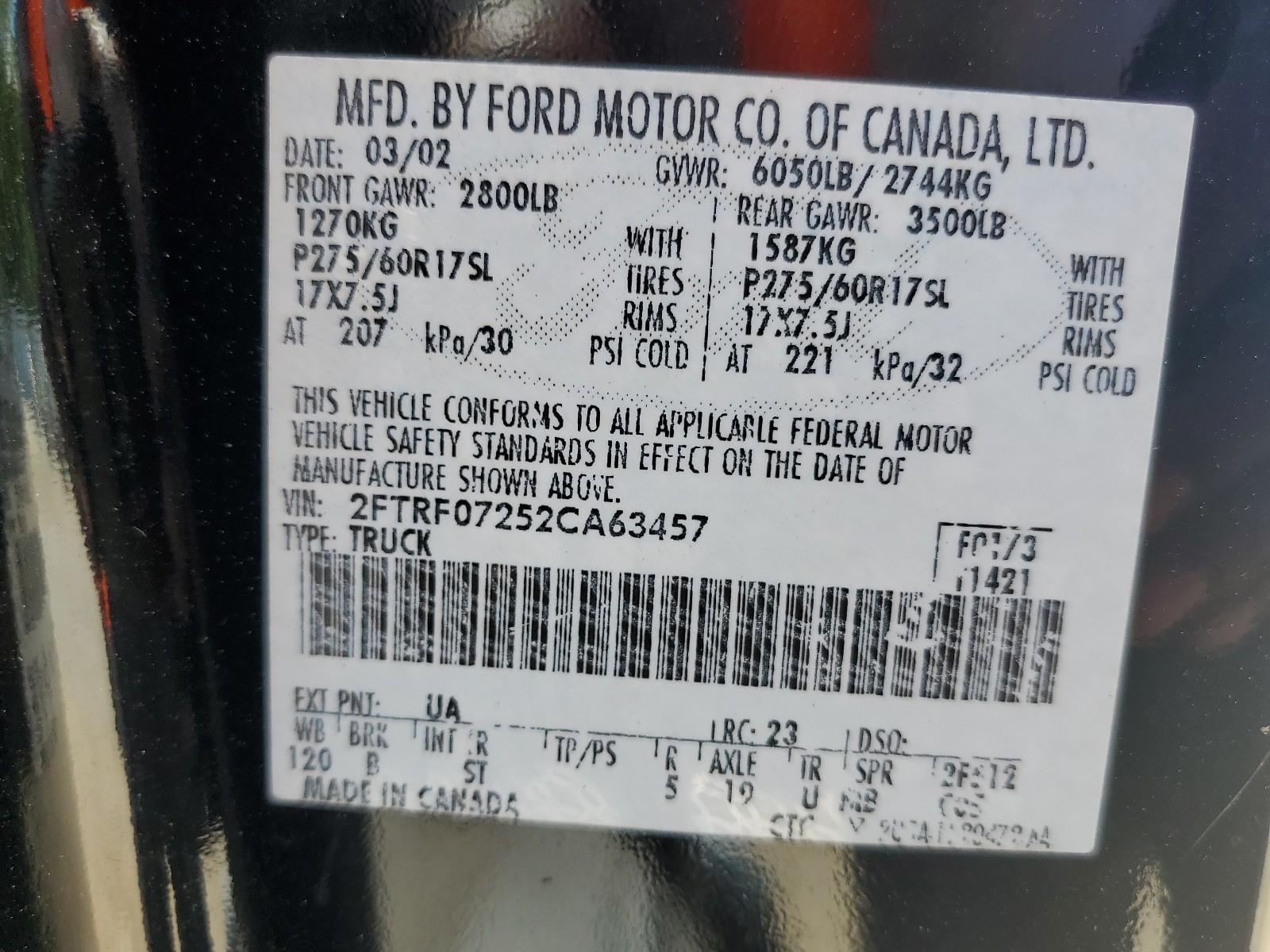 2FTRF07252CA63457 2002 Ford F150